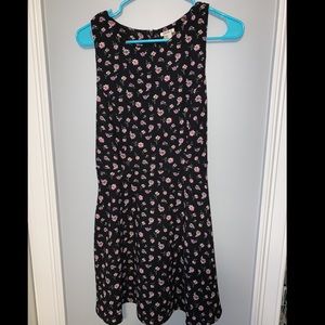 BLACK FLORAL SKATER DRESS